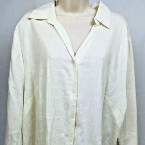 CJ Banks 100% Linen Ivory Button Size 2X
